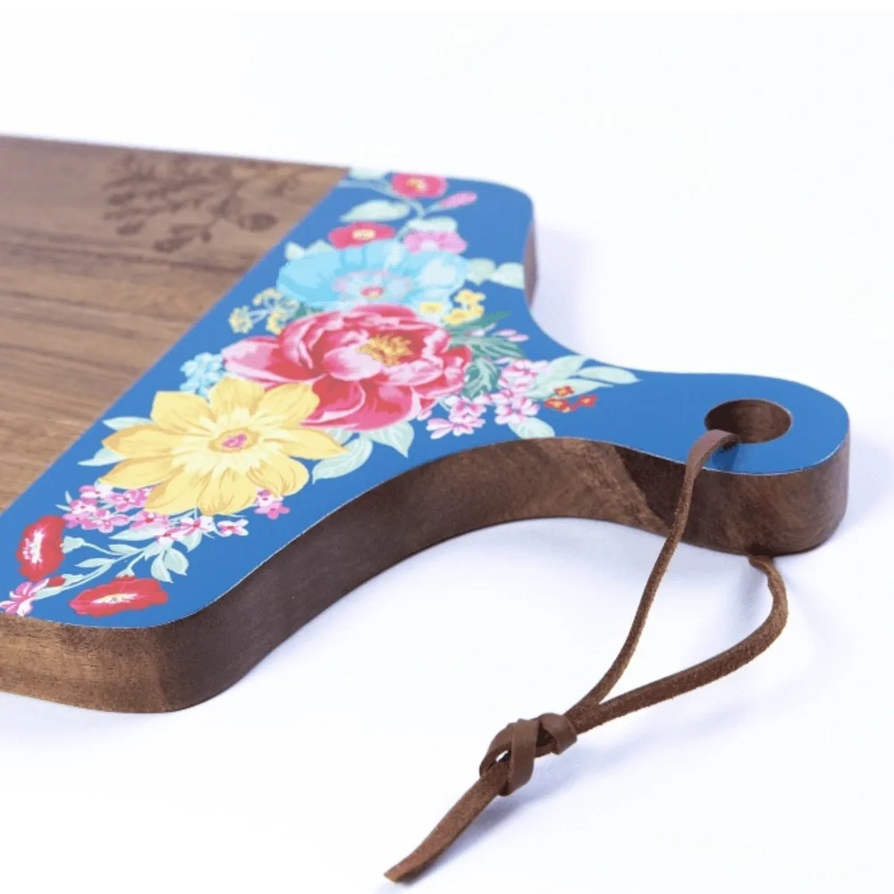 ACACIA Wooden Charcuterie Cutting Board by PIONEER WOMAN Blue - Picture 5 of 8